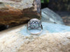 SJ1474 - Blue Sapphire with Emerald and Diamond Ring Set in 18 Karat White Gold Settings