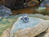 SJ1366 - Blue Sapphire with Diamond Ring Set in 18 Karat White Gold Settings