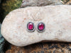 SJ1555 - Ruby with Black Diamond and Diamond Earrings Set in 18 Karat White Gold Settings