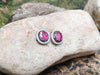 SJ1555 - Ruby with Black Diamond and Diamond Earrings Set in 18 Karat White Gold Settings