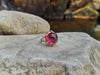 SJ1457 - Cabochon Rubellite with Pink Sapphire and Diamond Ring in 18 Karat Rose Gold