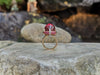 SJ1457 - Cabochon Rubellite with Pink Sapphire and Diamond Ring in 18 Karat Rose Gold