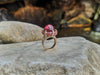 SJ1457 - Cabochon Rubellite with Pink Sapphire and Diamond Ring in 18 Karat Rose Gold