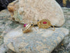 SJ1606 - Cabochon Ruby with Diamond and Cabochon Blue Sapphire Earrings in 18 Karat Gold