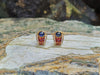SJ1426 - Cabochon Blue Sapphire with Ruby and Diamond Earrings in 18 Karat Gold Settings