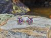 SJ1612 - Rainbow Colour Sapphire with Diamond Earrings in 18 Karat White Gold Settings