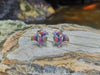 SJ1612 - Rainbow Colour Sapphire with Diamond Earrings in 18 Karat White Gold Settings