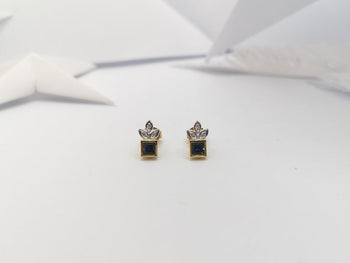 JE0168S - Blue Sapphire & Diamond Earrings Set in 18 Karat Gold Setting