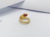 JRB8382 - Cabochon Ruby & Diamond Serpent Ring Set in 18 Karat Gold Setting