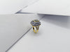 SJ1166 - Aquamarine with Blue Sapphire and Diamond Ring Set in 18 Karat Gold Settings
