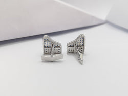 SJ2665 - Blue Sapphire with Diamond Piano Cufflink Set in 18 Karat White Gold Settings