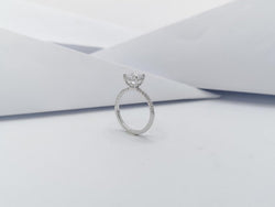 SJ2815 - White Sapphire with Diamond Engagement Ring Set in Platinum 950 Settings
