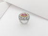 SJ2006 - Pink Sapphire with Yellow Diamond and Diamond Ring Set in 18 Karat White Gold