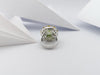 SJ1238 - Cushion Cut Peridot, Yellow Sapphire with Diamond Ring in 18 Karat White Gold