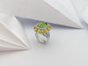 SJ1238 - Cushion Cut Peridot, Yellow Sapphire with Diamond Ring in 18 Karat White Gold