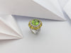 SJ1238 - Cushion Cut Peridot, Yellow Sapphire with Diamond Ring in 18 Karat White Gold
