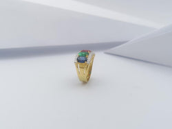 JR0811V - Emerald, Ruby, Blue & Green Sapphire with Diamond Ring Set in 18 Karat Gold Setting