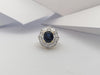 SJ1286 - GIA Certified Unheated 5 Cts Blue Sapphire with Diamond Ring in 18 Karat Gold
