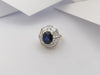 SJ1286 - GIA Certified Unheated 5 Cts Blue Sapphire with Diamond Ring in 18 Karat Gold