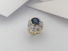 SJ1286 - GIA Certified Unheated 5 Cts Blue Sapphire with Diamond Ring in 18 Karat Gold