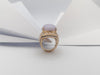 SJ2069 - Lavender Jade with Diamond and Blue Sapphire Ring Set 18 Karat Rose Gold Setting