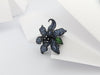 SJ3183 - Black Sapphire, White Sapphire and Tsavorite Pendant/Brooch in Silver Settings