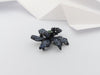 SJ3183 - Black Sapphire, White Sapphire and Tsavorite Pendant/Brooch in Silver Settings