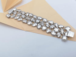 SJ3184 - Pearl, Black Sapphire and White Sapphire Bracelet set in Silver Setting