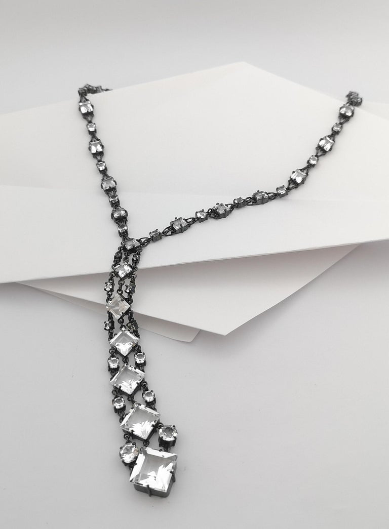 SJ3183 - White Topaz Necklace set in Silver Settings