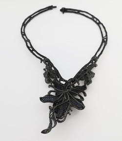 SJ3205 - Ruby, Blue Sapphire, Pink Sapphire, Yellow Sapphire, Tsavorite Necklace Silver