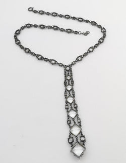 SJ3183 - White Topaz Necklace set in Silver Settings