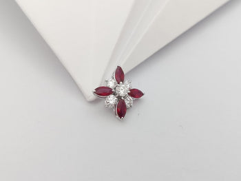 SJ2885 - Ruby with Diamond Pendant Set in 18 Karat White Gold Settings