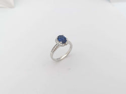 JR0362S - Blue Sapphire & Diamond Ring Set in 18 Karat White Gold Settings