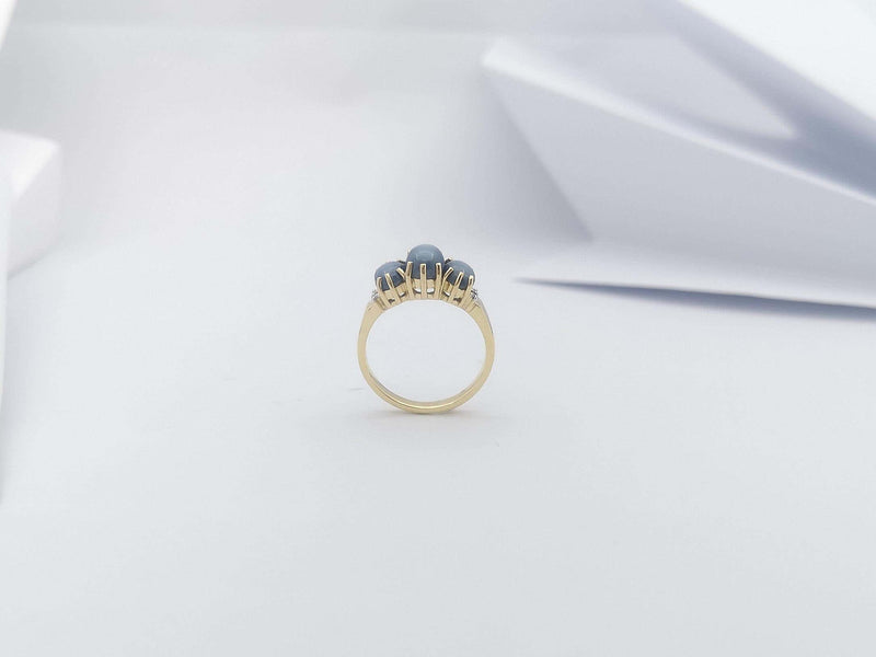 JR0041O - Blue Star Sapphire & Diamond Ring set in 18 Karat Gold Setting