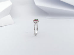 JR0304U - Emerald, Pink Sapphire & Diamond Ring Set in 18 Karat White Gold Setting