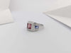 SJ3243 - Pink Tourmaline, Blue Sapphire and Diamond Ring in 18 Karat White Gold Settings