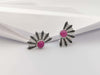 SJ3248 - Cabochon Ruby, Black Diamond and Diamond Earrings Set in 18 Karat White Gold Set