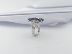 SJ3047 - Blue Sapphire with Cubic Zirconia Ring set in Silver Settings