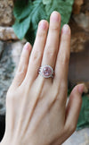 SJ6168 - Morganite with Pink Sapphire and Diamond Ring in 18 Karat White Gold Settings