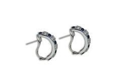 JE13915Z - Blue Sapphire & Diamond Earrings in 18 Karat White Gold Setting