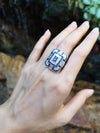 SJ1878 - Blue Sapphire with Diamond Ring Set in 18 Karat White Gold Settings