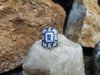 SJ1878 - Blue Sapphire with Diamond Ring Set in 18 Karat White Gold Settings