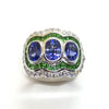 SJ6103 - Blue Sapphire with Tsavorite and Diamond Ring Set in 18 Karat White Gold