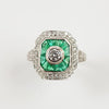 SJ2587 - Emerald with Diamond Ring Set in 18 Karat White Gold Settings