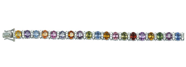 SJ3283 - Multicolored Sapphire with Diamond Bracelet in 18