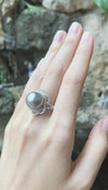 JR0834X - Tahitian South Sea Pearl & Diamond Ring Set in 18 Karat White Gold Setting