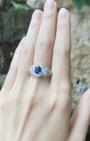 SJ1212 - Blue Sapphire with Diamond Ring Set in 18 Karat White Gold Settings
