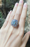 SJ1166 - Aquamarine with Blue Sapphire and Diamond Ring Set in 18 Karat Gold Settings