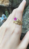 JRB8382 - Cabochon Ruby & Diamond Serpent Ring Set in 18 Karat Gold Setting