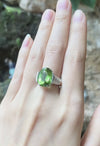 SJ1160 - Peridot with Diamond Ring Set in 18 Karat White Gold Settings